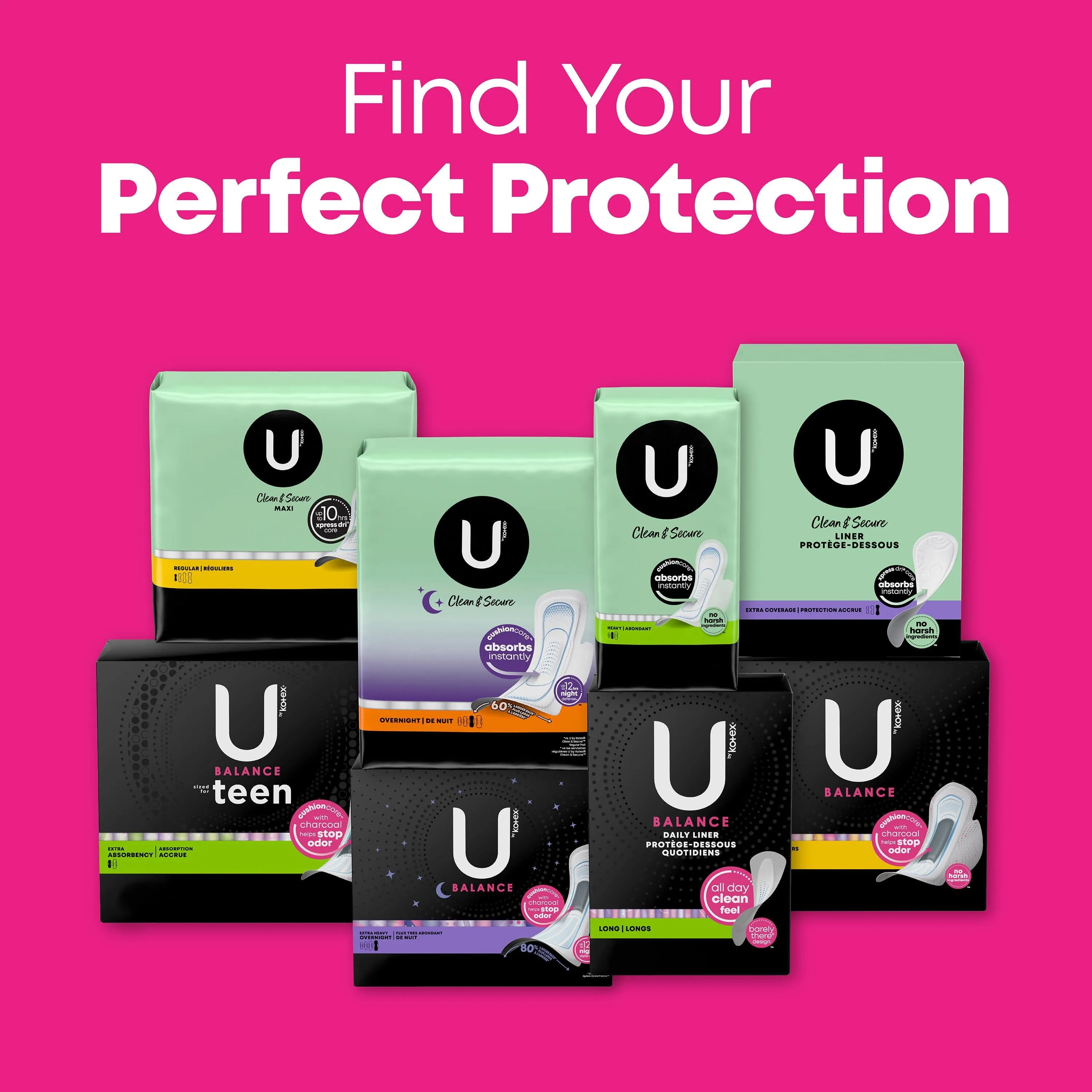 U by Kotex Balance Ultra Thin Pads with Wings, Regular Absorbency, 18 Count