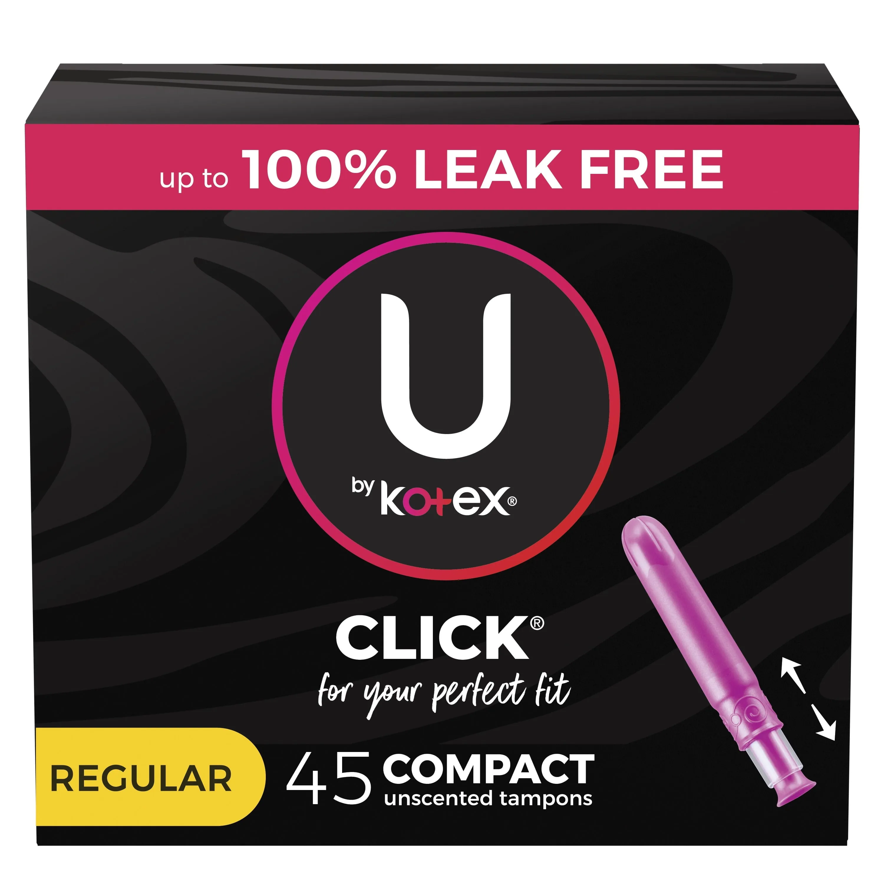 U by Kotex Click Compact Tampons, Regular, Unscented, 45 Count